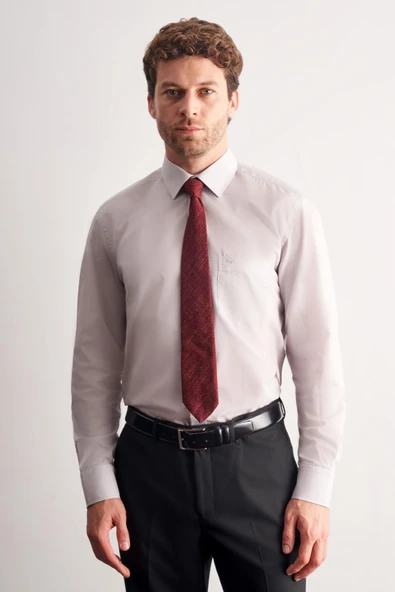 Taş Rengi Sert Yaka Uzun Kol Easy To Iron Comfort Fit Pamuklu Gömlek 1004255300 ürün görseli