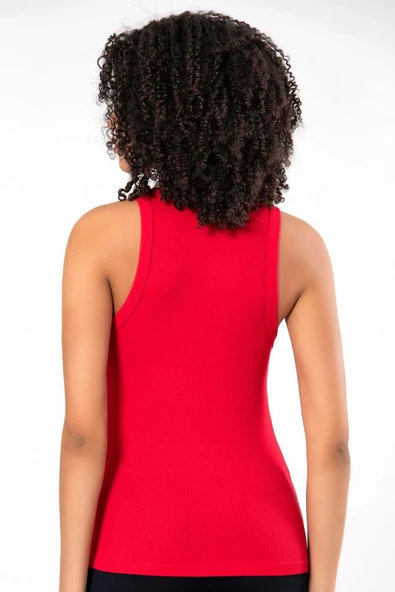 ERDEM İÇ GİYİM Weweus Kırmızı Viskon Kaşkorse Halter Yaka Yumuşak Dokulu Atlet Body Tişört 2107 - Resim 2