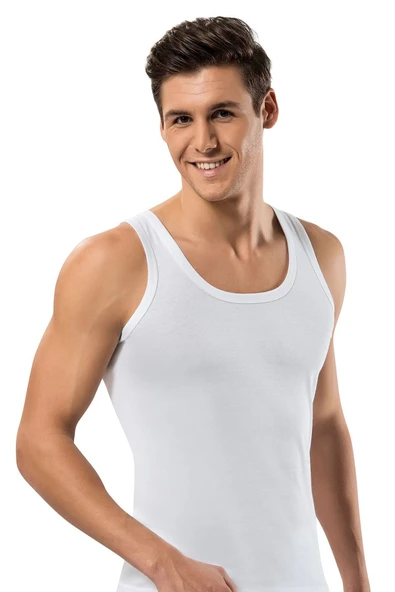 ERDEM İÇ GİYİM Erdem Beyaz Ribana Atlet 1110 - Resim 4