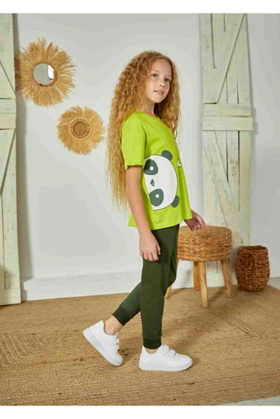 Weweus Fıstık Yeşili Kız Çocuk Pijama Takımı 828 - Resim 2