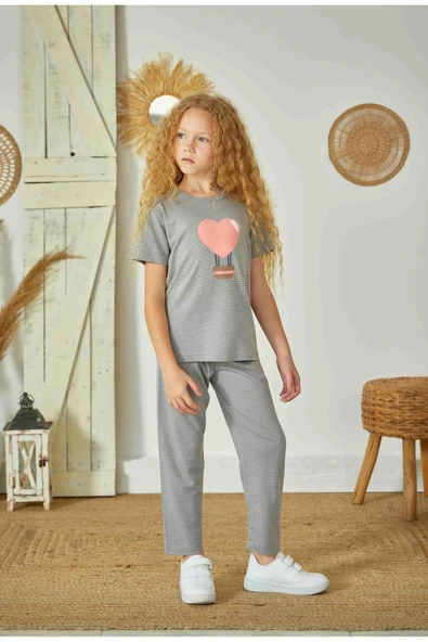 Weweus Gri Kız Çocuk Pijama Takımı 829 - Resim 2