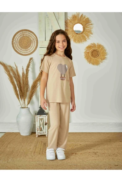 Weweus Bej Kız Çocuk Pijama Takımı 829 - Resim 2