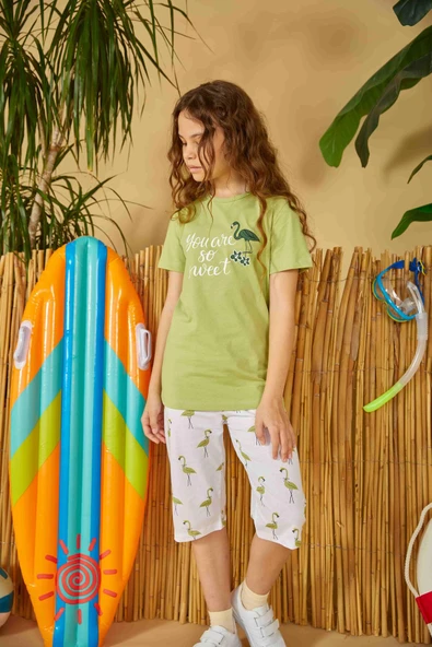 Weweus Yeşil Kız Çocuk Pijama Takımı 801 - Resim 2