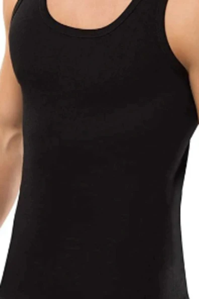 Erdem Erkek Siyah Ribana Atlet  %100 Pamuk 3'lü Paket - Resim 2