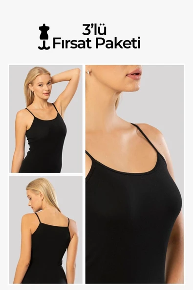 ERDEM İÇ GİYİM Erdem 3'lü Siyah Pamuklu Ribana Atlet 2153 ürün görseli