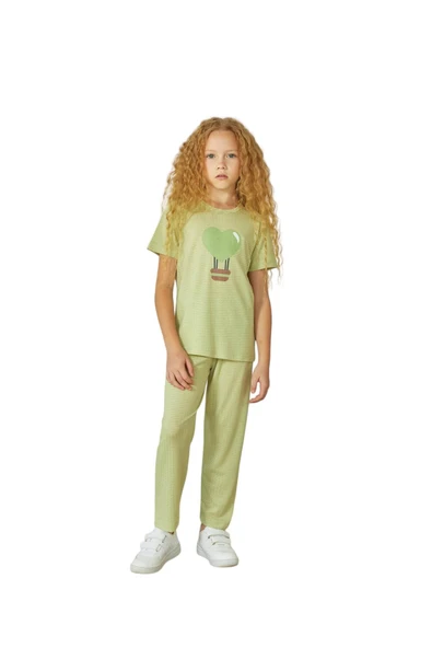 Weweus Yeşil Kız Çocuk Pijama Takımı 829 - 1