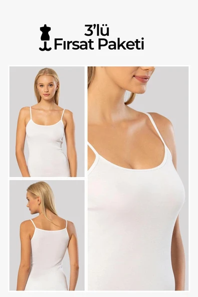 ERDEM İÇ GİYİM Erdem 3'lü Beyaz Pamuklu Ribana Atlet 2153 ürün görseli