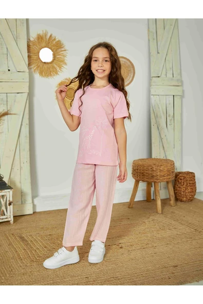 Weweus Pembe Kız Çocuk Pijama Takımı 823 - Resim 2