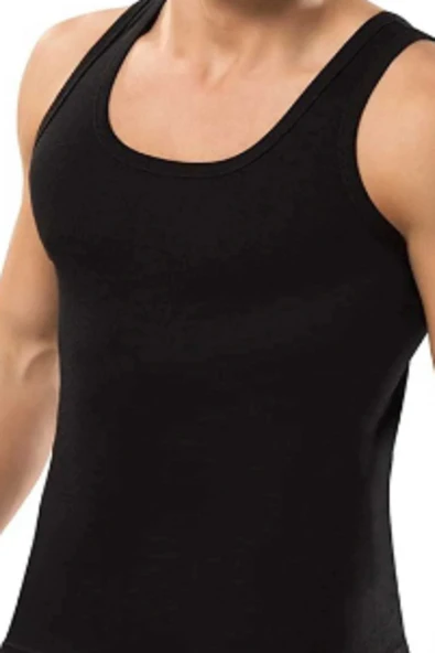 Erdem Erkek Siyah Ribana Atlet %100 Pamuk 3'lü Paket - Resim 3