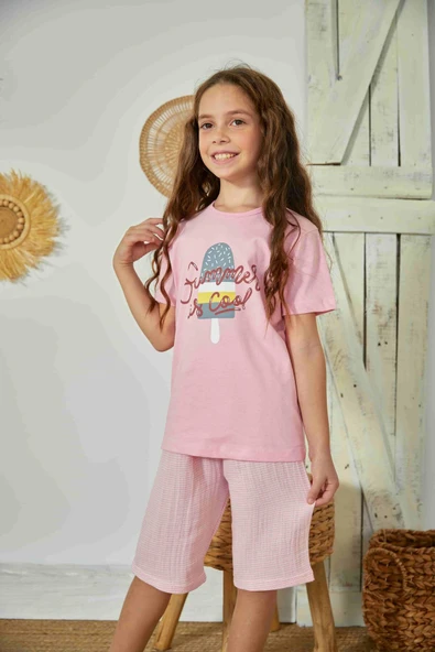 Weweus Pembe Kız Çocuk Pijama Takımı 827 - Resim 2