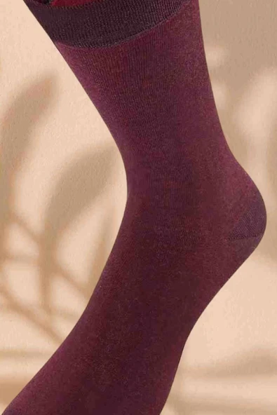 Weweus Erkek Bordo Doğal Süper Ince Bambu Lüks Çorap 269 - Resim 3