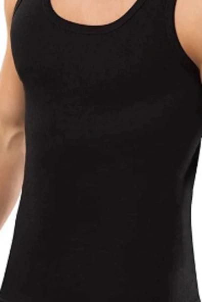 Erdem Erkek Siyah Ribana Atlet %100 Pamuk 3'lü Paket - Resim 2