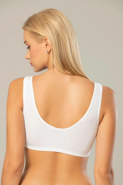 ERDEM İÇ GİYİM Erdem Kadın Sütyenli Beyaz Yarım Atlet 2475 - Resim 5