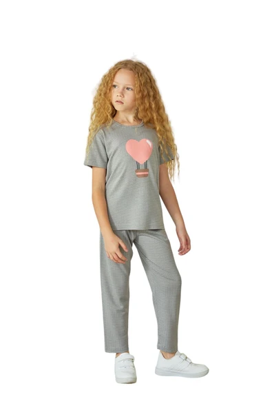 Weweus Gri Kız Çocuk Pijama Takımı 829 - 1
