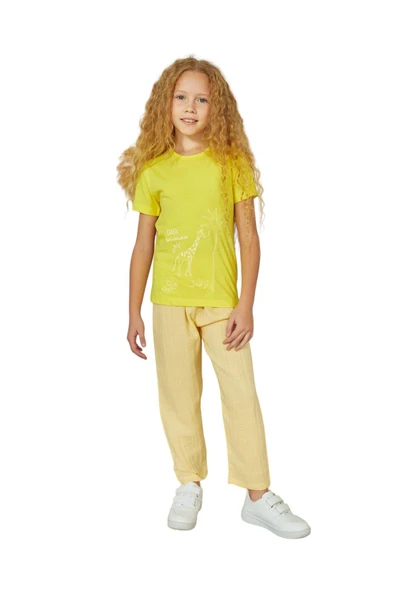 Weweus Sarı Kız Çocuk Pijama Takımı 823 - 1