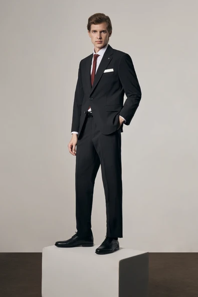 Siyah 4 Drop Comfort Fit Classic Takım Elbise 1001255150 - Resim 3