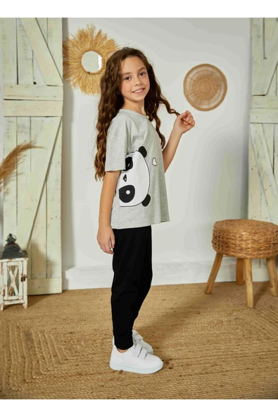Weweus Gri Kız Çocuk Pijama Takımı 828 - Resim 2