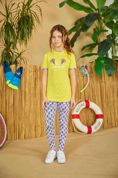 Weweus Sarı Kız Çocuk Pijama Takımı 803 - Resim 2