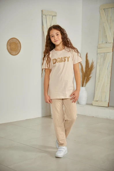 Weweus Bej Kız Çocuk Pijama Takımı 802 - Resim 2