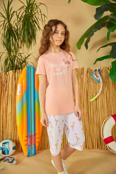 Weweus Turuncu Kız Çocuk Pijama Takımı 801 - Resim 2