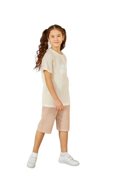 Weweus Ekru Kız Çocuk Düğmeli Pijama Takımı 805 ürün görseli