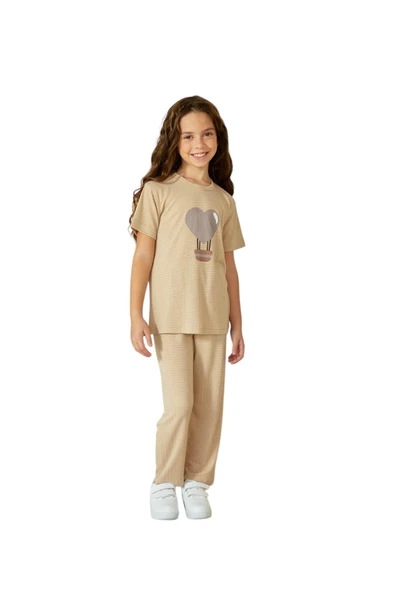 Weweus Bej Kız Çocuk Pijama Takımı 829 - 1