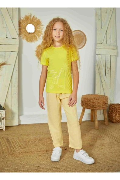 Weweus Sarı Kız Çocuk Pijama Takımı 823 - Resim 2