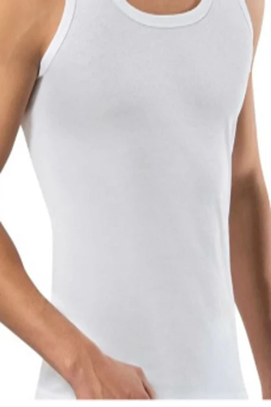 Erdem Erkek Beyaz Ribana Atlet %100 Pamuk 3'Lü Paket - Resim 2