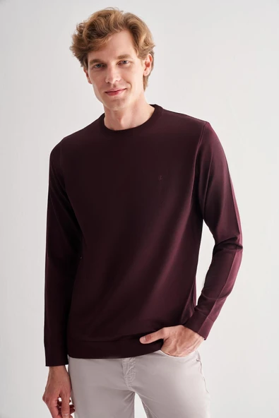 Mürdüm Bisiklet Yaka Cepsiz Slim Fit Casual Triko Kazak ürün görseli