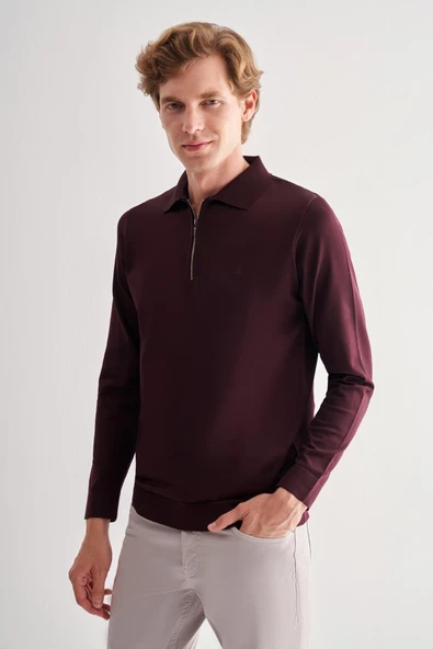 Mürdüm Uzun Kol Fermuarlı Yaka Cepsiz  Slim Fit  Triko 1012255150 - 3