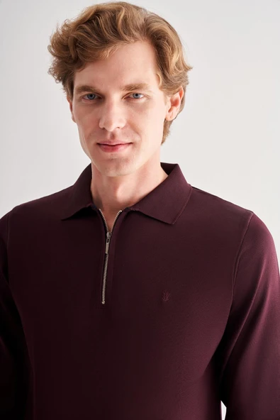 Mürdüm Uzun Kol Fermuarlı Yaka Cepsiz  Slim Fit  Triko 1012255150 - 4