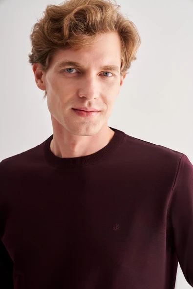 Mürdüm Bisiklet Yaka Cepsiz Slim Fit Casual Triko Kazak - Resim 4