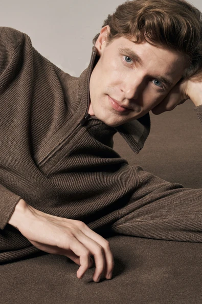 Vizon Fermuarlı Yarım Balıkçı Uzun Kol Cepsiz Comfort Fit Casual Pamuklu Triko Kazak 1012255204 - Resim 4