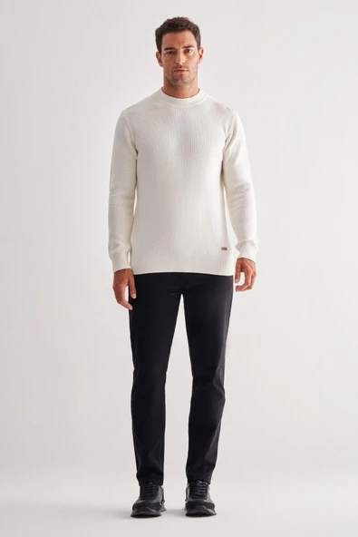 Açık Krem Yarım Balıkçı Yaka Uzun Kol Cepsiz Comfort Fit Casual Pamuklu Triko Kazak 1012255203 - Resim 2