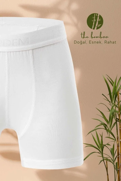 ERDEM İÇ GİYİM Weweus Beyaz Erkek Çocuk Süper Ince Doğal Bambu Lüks Boxer 3365 - Resim 4