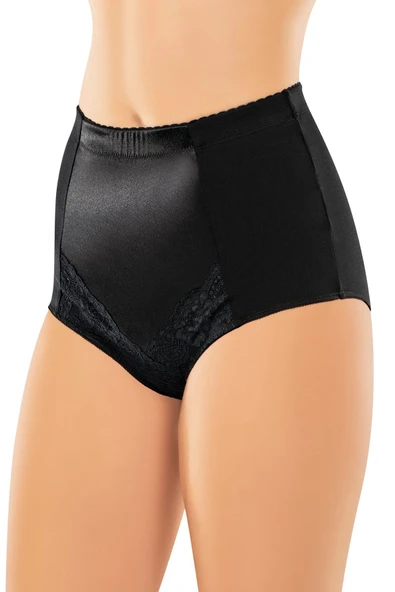 ERDEM İÇ GİYİM Erdem Siyah Yüksek Bel Dantelli Saten Külot 7211 ürün görseli