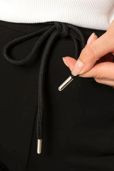 Weweus Siyah Kadın Paçası Lastikli 2 Iplik Eşofman Alt 228 - 5