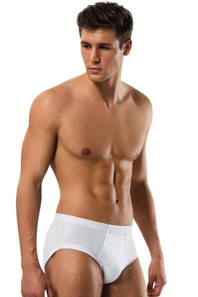 Erdem Erkek Beyaz Penye 6 Lı Ribana Slip - 1