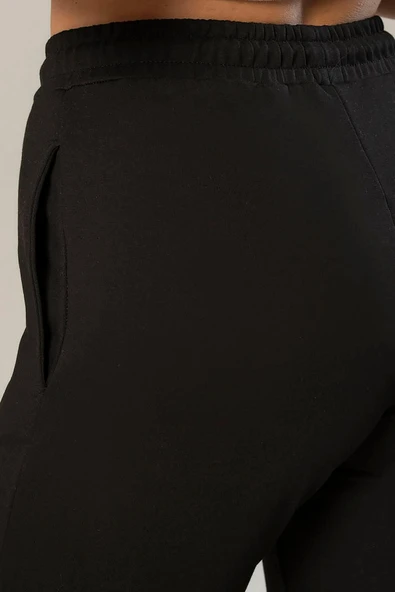 Weweus Siyah Kadın Paçası Lastikli 2 Iplik Eşofman Alt 228 - 7