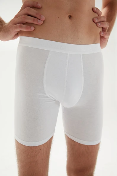 ERDEM İÇ GİYİM Weweus Beyaz Erkek Süper Ince Doğal Bambu Lüks Uzun Boxer 1013 - Resim 7