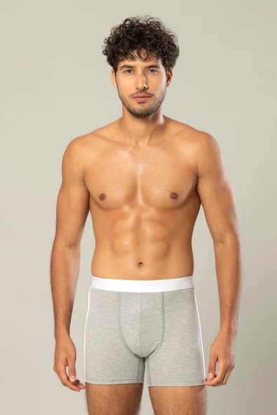 ERDEM İÇ GİYİM Erdem Gri Melanj Pamuk Elastan Uzun Boxer 1417 - Resim 3