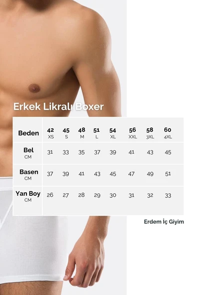 ERDEM İÇ GİYİM Erdem Beyaz Pamuk Elastan Boxer 1444 - Resim 2