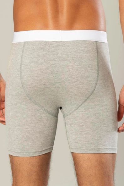 ERDEM İÇ GİYİM Erdem Gri Melanj Pamuk Elastan Uzun Boxer 1416 - Resim 3