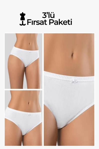 ERDEM İÇ GİYİM Erdem 3'lü Beyaz Pamuk Külot 2501 ürün görseli
