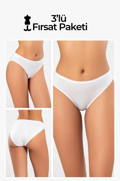 Weweus 3'lü Beyaz Micro Modal Premium Kadın Külot 72643 ürün görseli