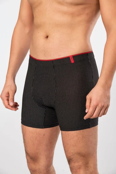 Weweus Siyah Pamuk Elastan Çizgili Boxer 14921 - Resim 4