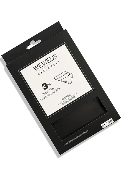 Weweus 3'lü Siyah Micro Modal Premium Kadın Külot 72643 - 6