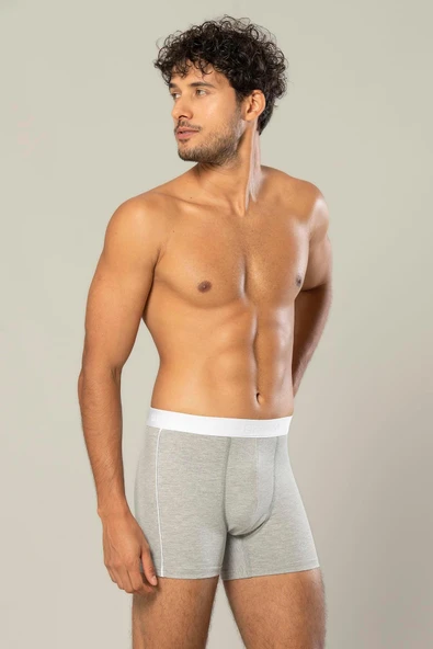 ERDEM İÇ GİYİM Erdem Gri Melanj Pamuk Elastan Uzun Boxer 1417 - Resim 2