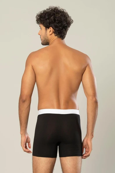ERDEM İÇ GİYİM Erdem Siyah Pamuk Elastan Uzun Boxer 1417 - Resim 3