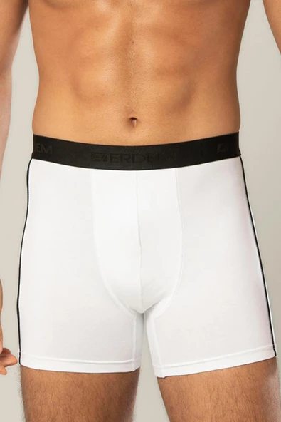 ERDEM İÇ GİYİM Erdem Beyaz Pamuk Elastan Uzun Boxer 1417 - Resim 5
